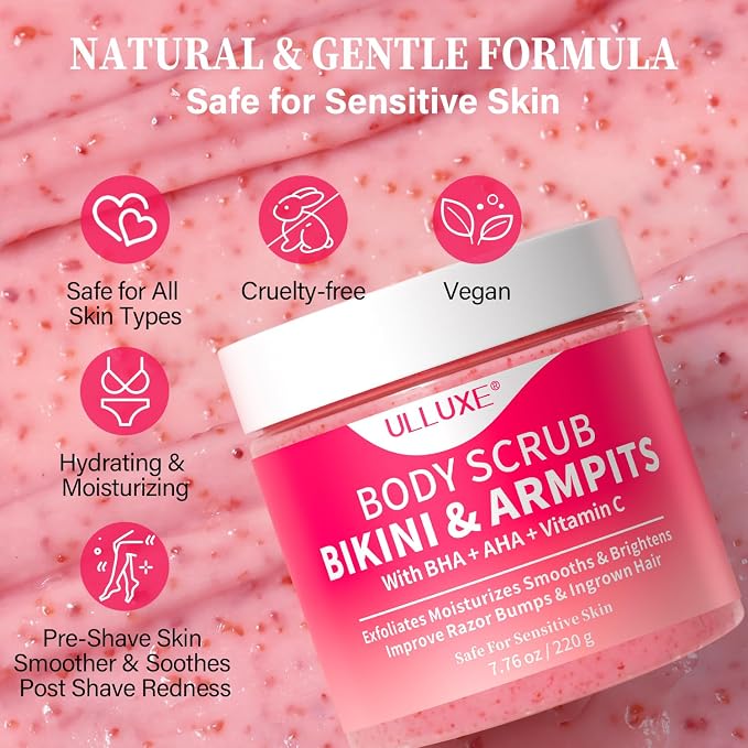 Bikini Area Exfoliator with 10% AHAs BHA & Vitamin C, Exfoliating Body Scrub - Image 2