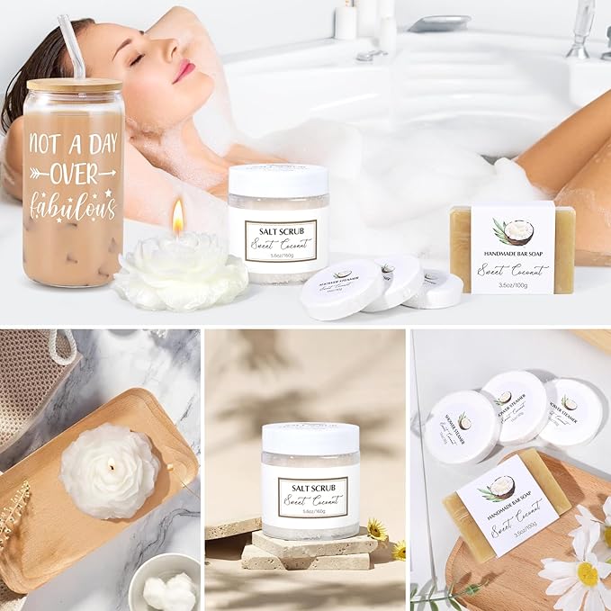 Mothers Day Gifts for Mom, Spa Gift Baskets for Women, Sweet Coconut Birthday - Image 5