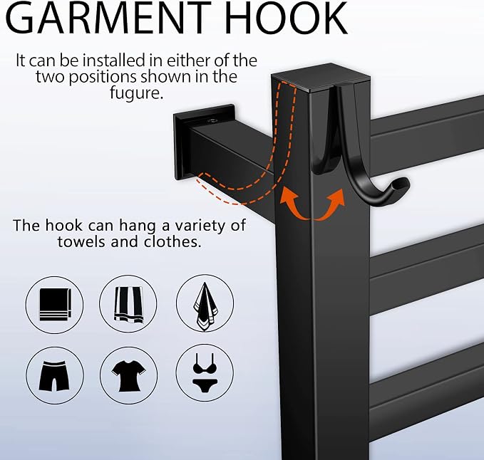 XBVV Black Towel Warmer Rack for Bathroom - Image 4