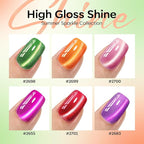 modelones Cat Eye Gel Nail Polish Set, 6 Colors Orange Neon Galaxy Hot Pink - Image 2