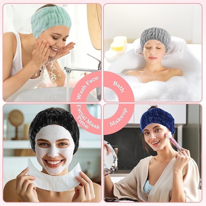 6PCS Spa Headband for Women – Soft Terry Cloth Hairband for Facial Makeup - Image 5