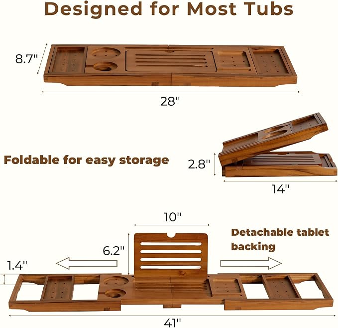 Teak Bathtub Tray, Luxury Bath Table Tray - Image 4