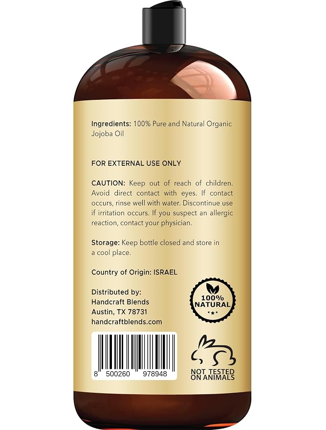 Handcraft Blends USDA Organic Jojoba Oil | Cold-Pressed | 28 Fl Oz | 100% Pure - Image 3
