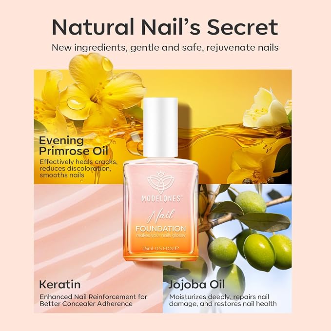 modelones Nail Strengthener, Glitter Clear Nail Natural Concealer Foundation - Image 4