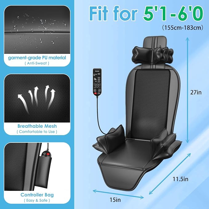 Shiatsu Massage Cushion with Heat, Kneading Back Massager - Image 7
