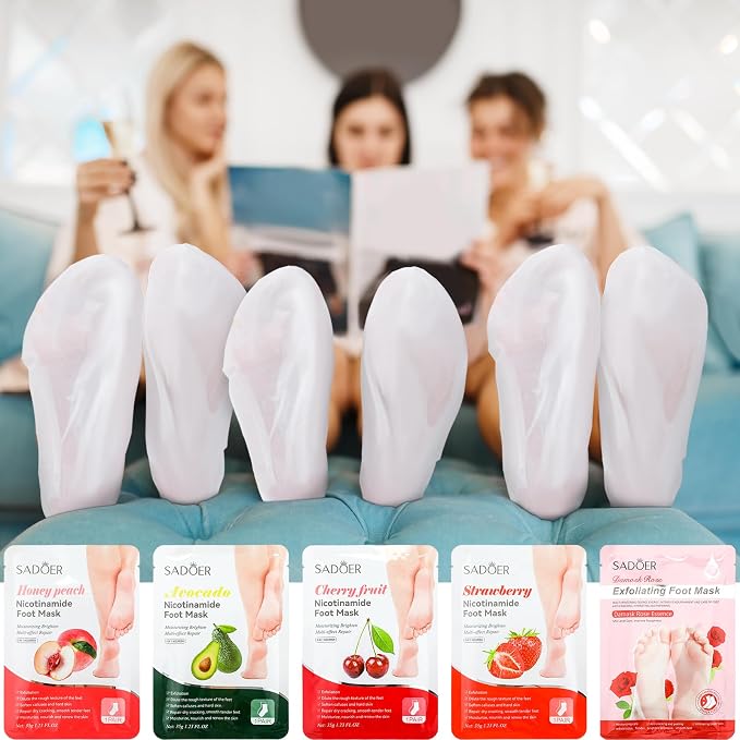 24 Pcs Fruits Beauty Foot Mask Bulk Hydrating Foot Moisturizing Socks Shea - Image 5