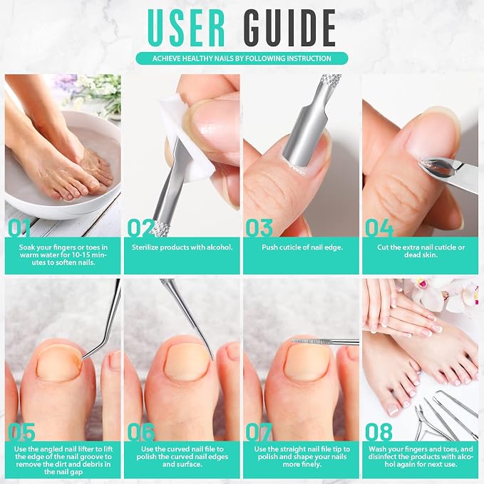 FANDAMEI Ingrown Toenail Removal Kit, Pedicure Tools, Nail Care Kit, Cuticle - Image 7
