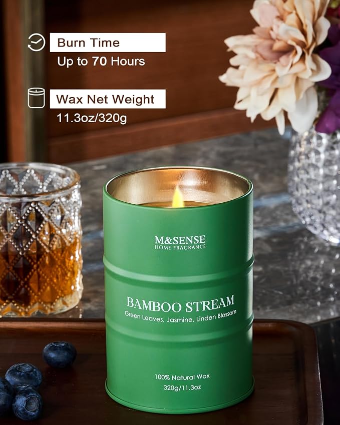 M&SENSE Bamboo Scented Candles Natural Non Toxic, Aromatherapy Candle - Image 3
