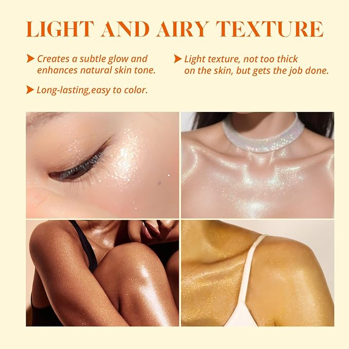 Liyalan Shimmer Body Oil Rose Gold Color 1.0 fl.oz Face Glow Pearl Highlighter - Image 3