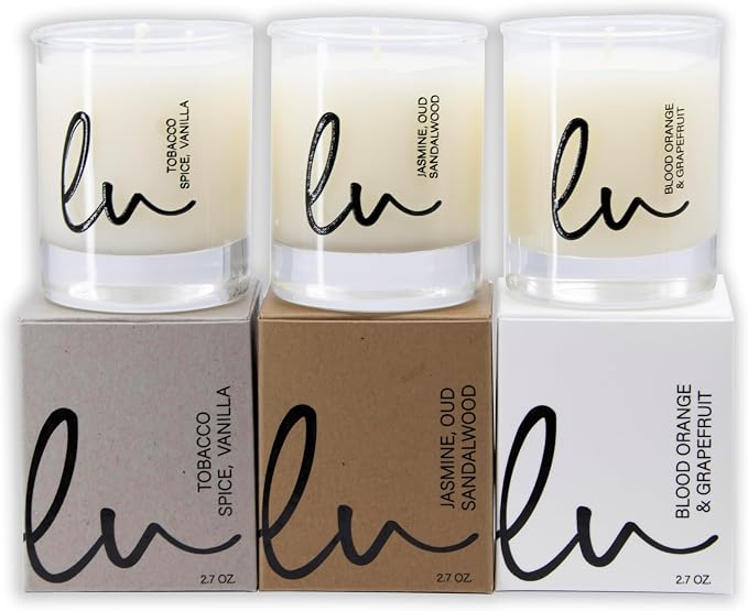Lulu Candles | Jasmine, Oud & Sandalwood, Tobacco Spice & Vanilla, Blood Orange by LULUCANDLES