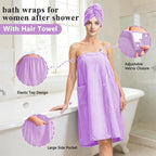 Women’s Adjustable Spa Wrap Towel Set, Microfiber Body Wrap Bathrobe - Image 3