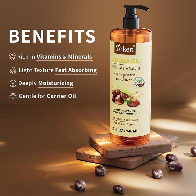 Yoken 32 fl oz 100% Pure Jojoba Carrier Oil - Image 4