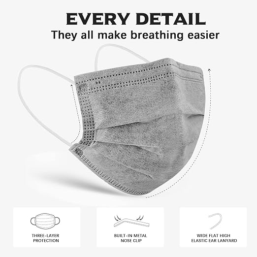Wecolor 100 Pcs Disposable 3 Ply Earloop Face Masks - Image 3