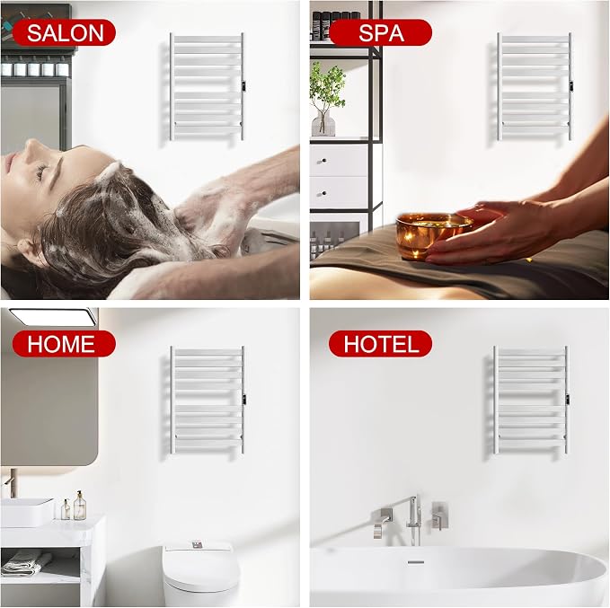 Heated Wall Mounted Electric Towel Warmer Rack, Timer & Temperature Control - Image 6
