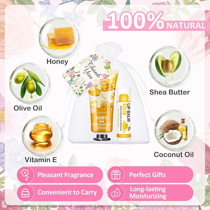 VISCOO 40 Sets Hand Cream and Lip Balm Bulk Set, Mothers Day Gifts, Teacher - Image 3