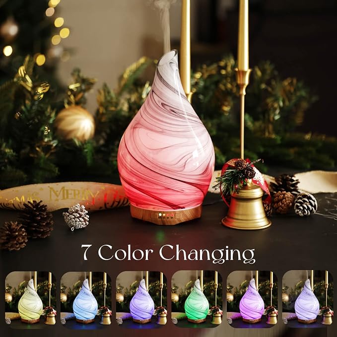 Porseme 280ml Essential Oil Diffuser Glass Color Changing Aroma Air Diffusers - Image 2
