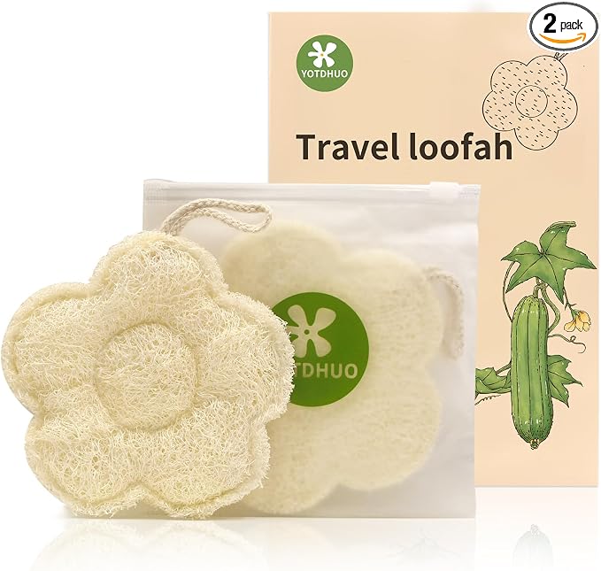 Travel Loofah Made from Real Egyptian Shower Loofah Spong Natural, Exfoliating by YOTDHUO