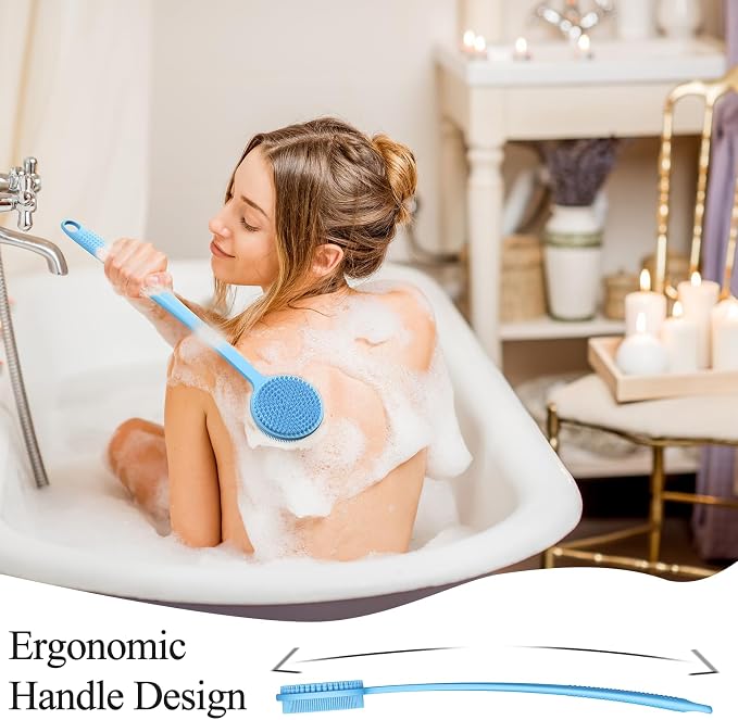 Silicone Back Scrubber for Shower, 17in Lengthen Long Handle Body Brush - Image 5