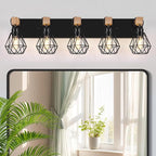 FadimiKoo 5-Light Farmhouse Wood Wall Sconces Lighting, Rustic Bathroom Wall by FadimiKoo