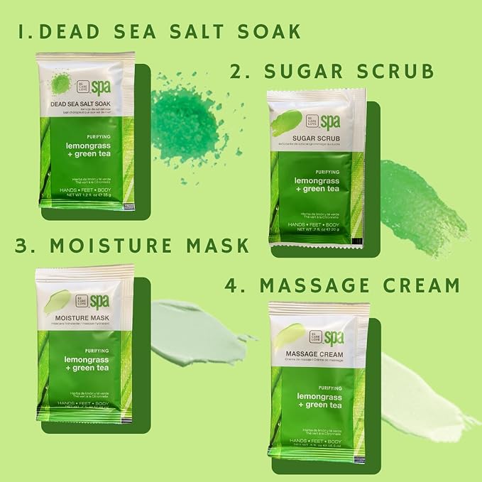 Lemongrass + Green Tea 4-in-1 Manicure & Pedicure Spa Set – Exfoliate, Hydrate - Image 5