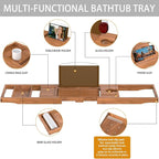 Premium Teak Bathtub Tray Caddy, Expandable Wooden Bath Tray - Image 6
