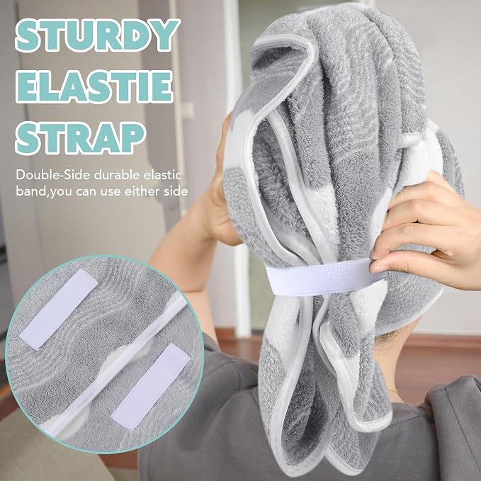 SUNLAND Microfiber Hair Towels Anti Frizz Hair Drying Towel Super Absorbent - Image 4