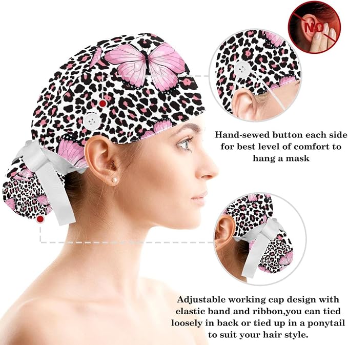 Women's Working Caps with Scrunchies Tarot Pattern Background Lace-Up Hat - Image 3