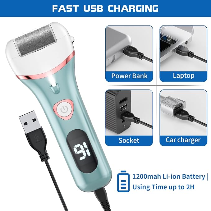 Electric Foot Callus Remover, Rechargeable Portable Electronic Foot File - Image 3