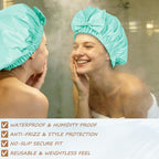 Shower Cap for Women, Cute Bow Waterproof Reusable Bath Cap, Non-Slip Anti - Image 4
