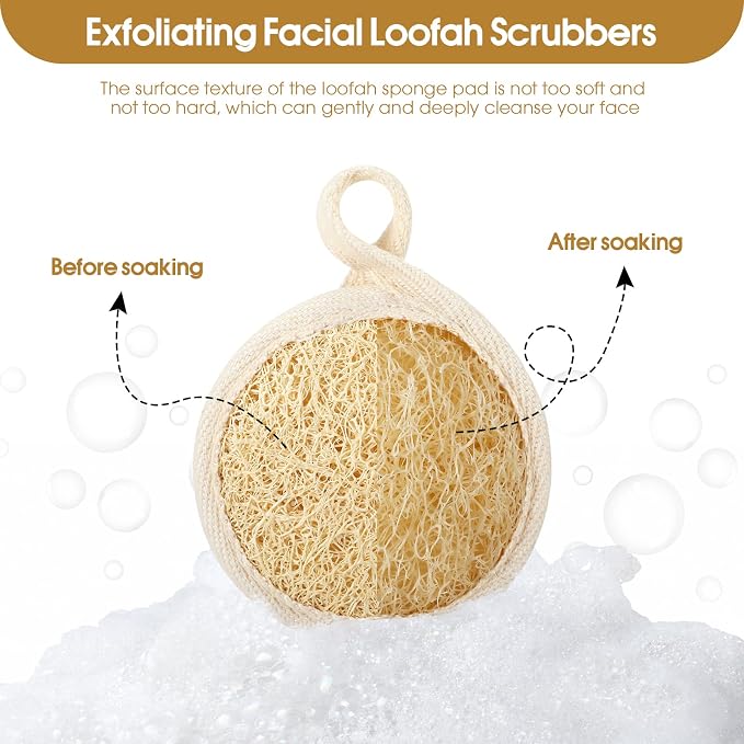 Face Exfoliating Loofah Pads Scrubber, Natural loofa Exfoliator Scrub Pad - Image 4