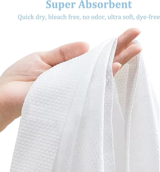 Disposable Bath Hair Towels, 100-Count 12" x 28", Thick Pearl Texture, Soft & - Image 2