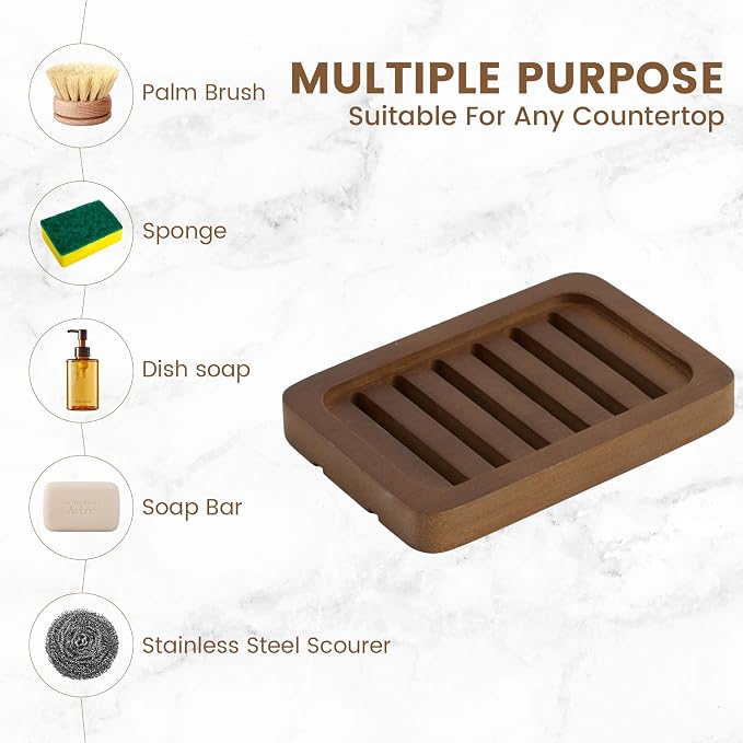 2PCS Self Draining Soap Holders, Rustic Slotted Bamboo Dish Tray, Easy Cleaning - Image 6