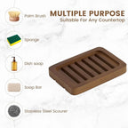 2PCS Self Draining Soap Holders, Rustic Slotted Bamboo Dish Tray, Easy Cleaning - Image 6