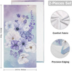 Purple White Violet Floral Hand Towels - Image 2