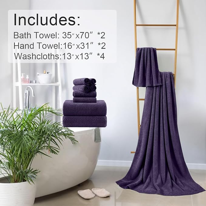 8-Piece Purplr Bath Towels Set, 2 Oversized Large Bath Towels Sheet, 2 Hand - Image 6