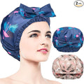 2 PCS Waterproof Shower Caps, Oversized Adjustable Hair Cap by WINSTECK