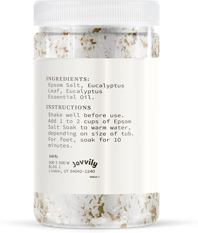Jovvily Epsom Salt with Eucalyptus Leaf & Eucalyptus Oil, Soaking Solution - Image 2