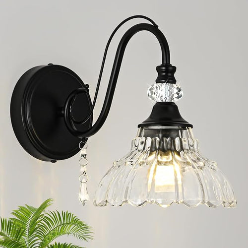1 Piece Black Wall Sconce, 1-Light Black Farmhouse Wall Sconce by Unknown