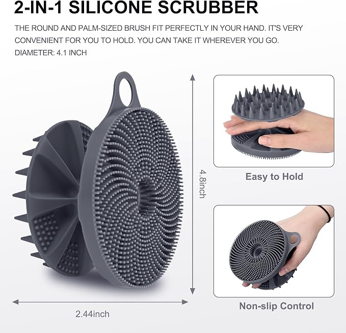 INNERNEED 2-in-1 Silicone Body Scrubber and Scalp Massager Shampoo Brush - Image 2