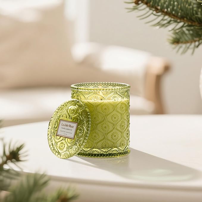 LA JOLIE MUSE Starlit Golden Fir Scented Candle | Cedarwood, Patchouli & Fir - Image 3