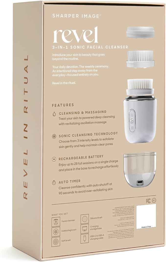 Sharper Image Revel 3-in-1 Sonic Facial Cleanser - Image 8