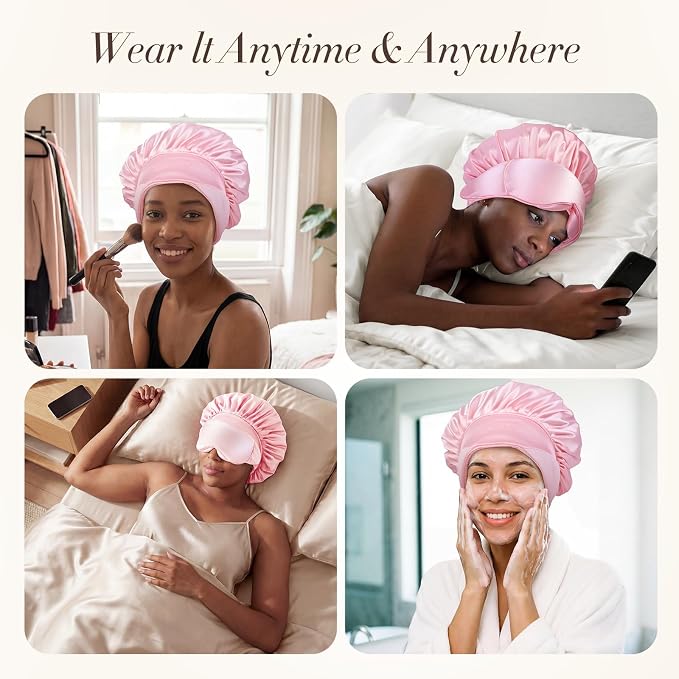 LC-dolida Satin Silk Bonnet for Sleeping Women Men, Hair Bonnet for Curly & - Image 9
