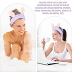 Jowmoy Cute Rabbit Ears Headband Frog Eye Elastic to Wash Face - Image 7