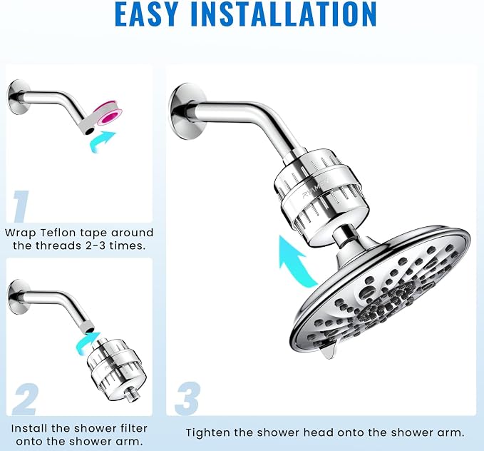 Ryamen Heavy Duty Shower Filter, Shower Water Filter, 99% REMOVAL Shower Head - Image 8