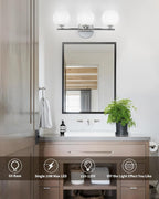 Globe Bathroom Light Fixtures Chrome Vanity Light - Image 4