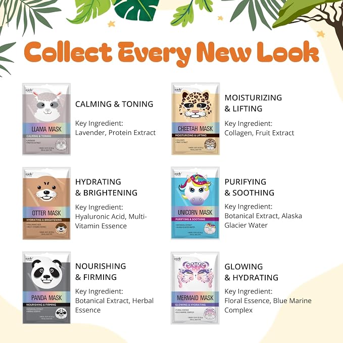 Epielle Character Face Mask Mystical Safari 6 Pack, Fun & Effective Korean Skin - Image 3