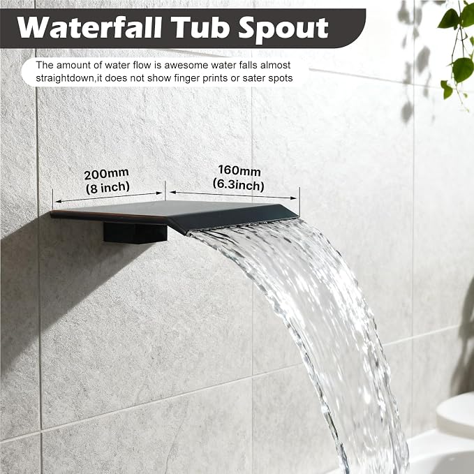 Midanya Shower System with Tub Spout, Bathtub Shower Faucet Set with Square - Image 3