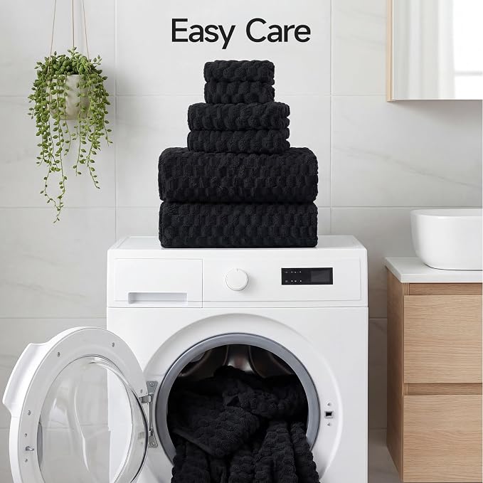 REDKISS Black Microfiber Towels Set of 6-35x70 Inches Oversized Bath Sheets - Image 8