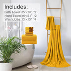 Hailea 8-Piece Yellow Bath Towels Set, 2 Oversized Large Bath Towels Sheet - Image 6