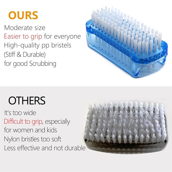 Nail Brush Two Sided Hand Fingernail Scrub Brushes Soft Stiff Bristles Scrubber - Image 2